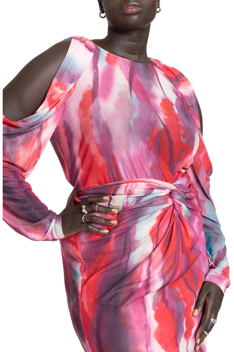 Cold Shoulder Asymmetric Top, Main, color, PAINTERS SUNRISE