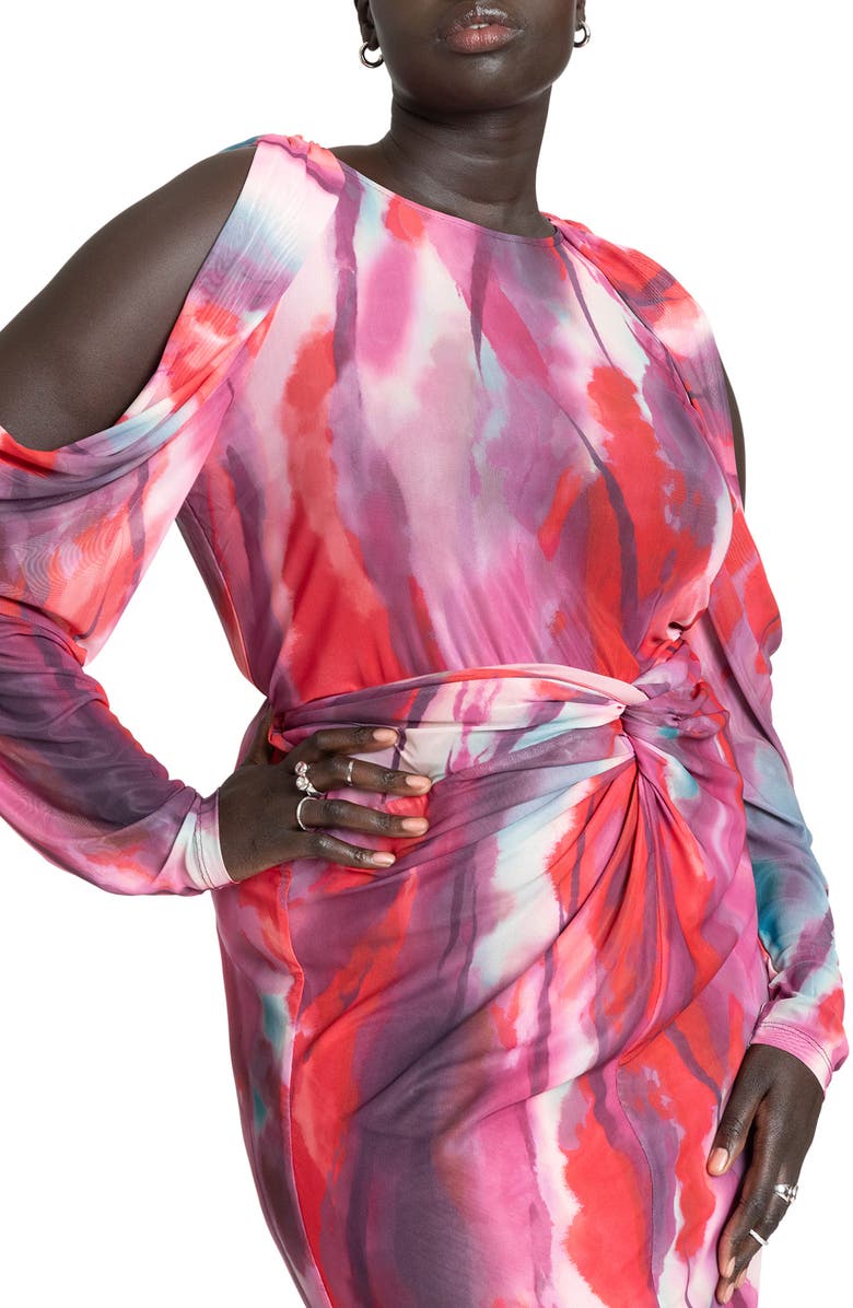 ELOQUII Cold Shoulder Asymmetric Top, Main, color, 