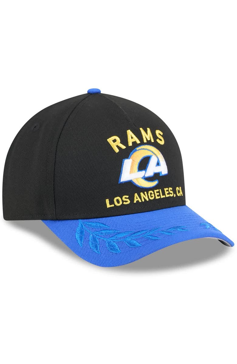New Era Men's New Era Black/Royal Los Angeles Rams 2025 NFL Draft 9FORTY A-Frame M-Crown Adjustable Hat, Alternate, color, 