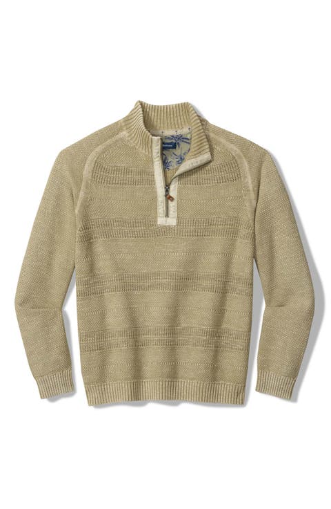 Saltwater Textured Cotton Half Zip Sweater