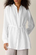 Eileen Fisher Split Neck Organic Linen Long Drawstring Shirt