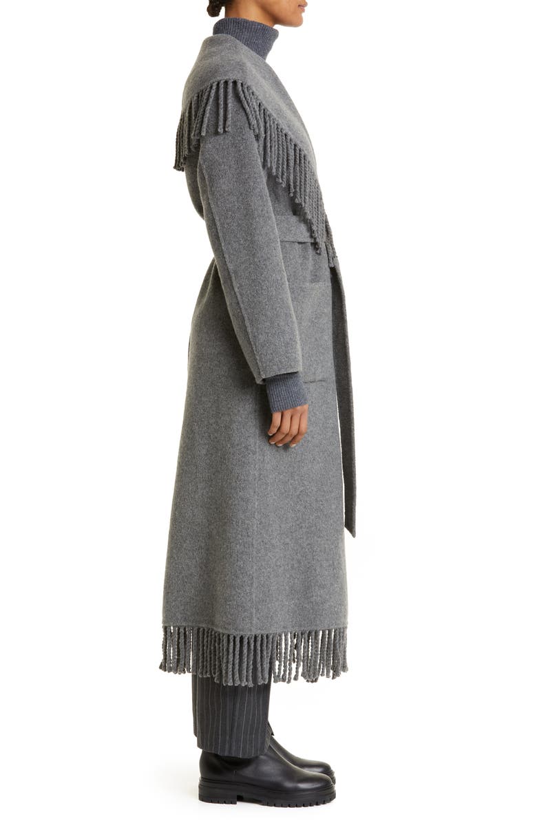 Simkhai Carrie Fringe Wool Blend Robe Coat, Alternate, color, 