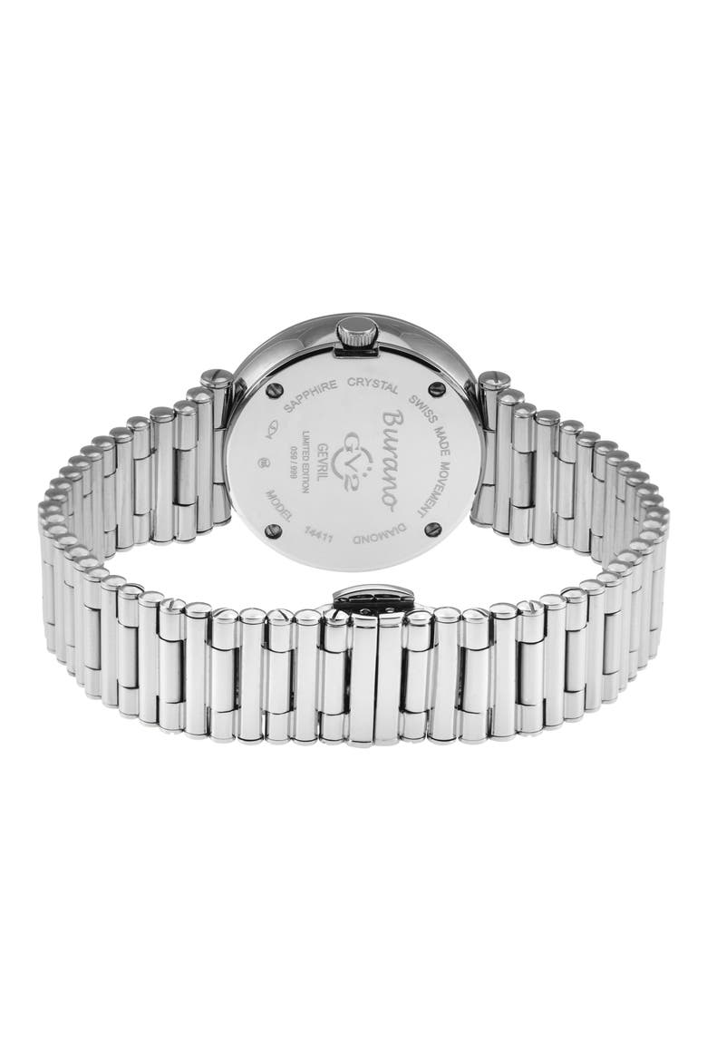 Burano Diamond Swiss Bracelet Watch, 34mm - 0.005 ctw, Alternate, color, SILVER