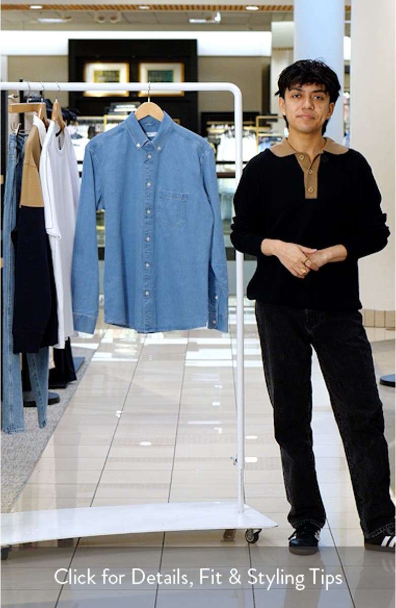 Regular Fit Denim Button-Up Shirt, sales video thumbnail