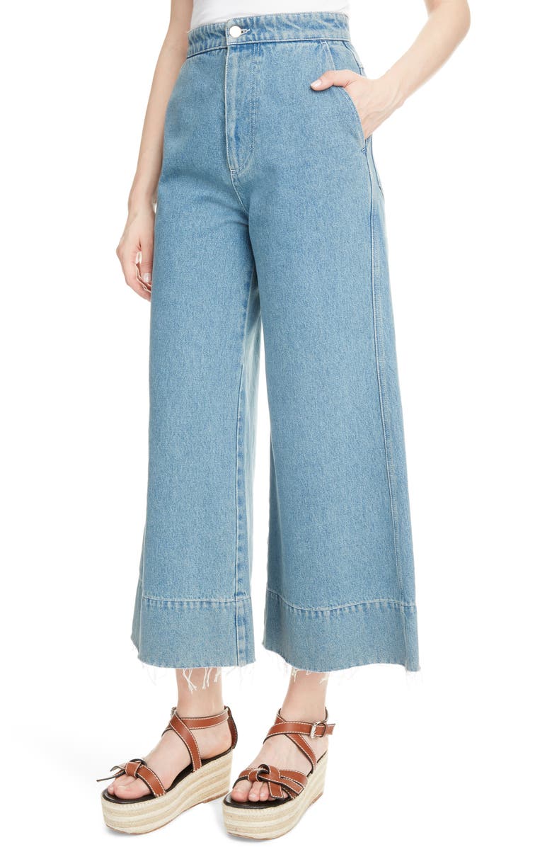 Loewe Crop Wide Leg Jeans, Alternate, color, 