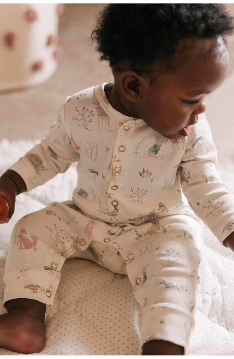 Pehr Patch Pocket Organic Cotton Romper, Alternate, color, Forest Fable