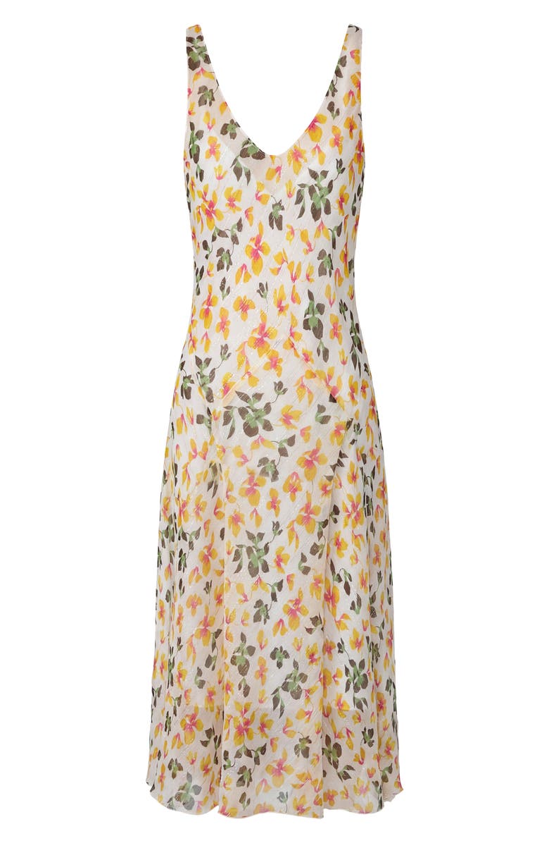 Diane von Furstenberg Jules Metallic Floral Print Sleeveless Dress, Alternate, color, Island Orchid Mini White