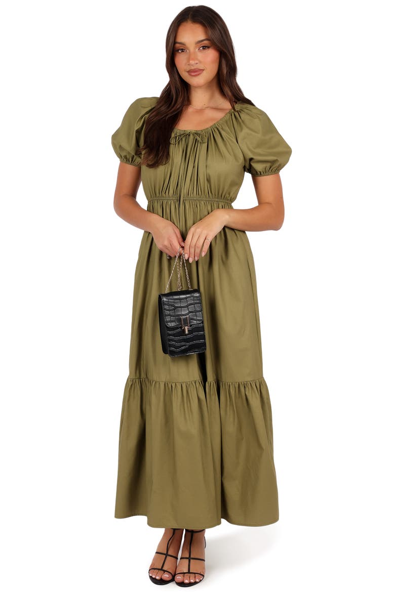 Juliana Puff Sleeve Cotton Maxi Dress, Alternate, color, OLIVE