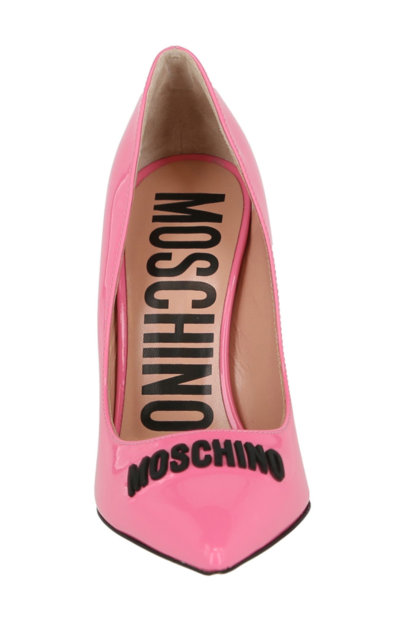 Moschino Rubberized Logo Patent Leather Pump, Alternate, color, 