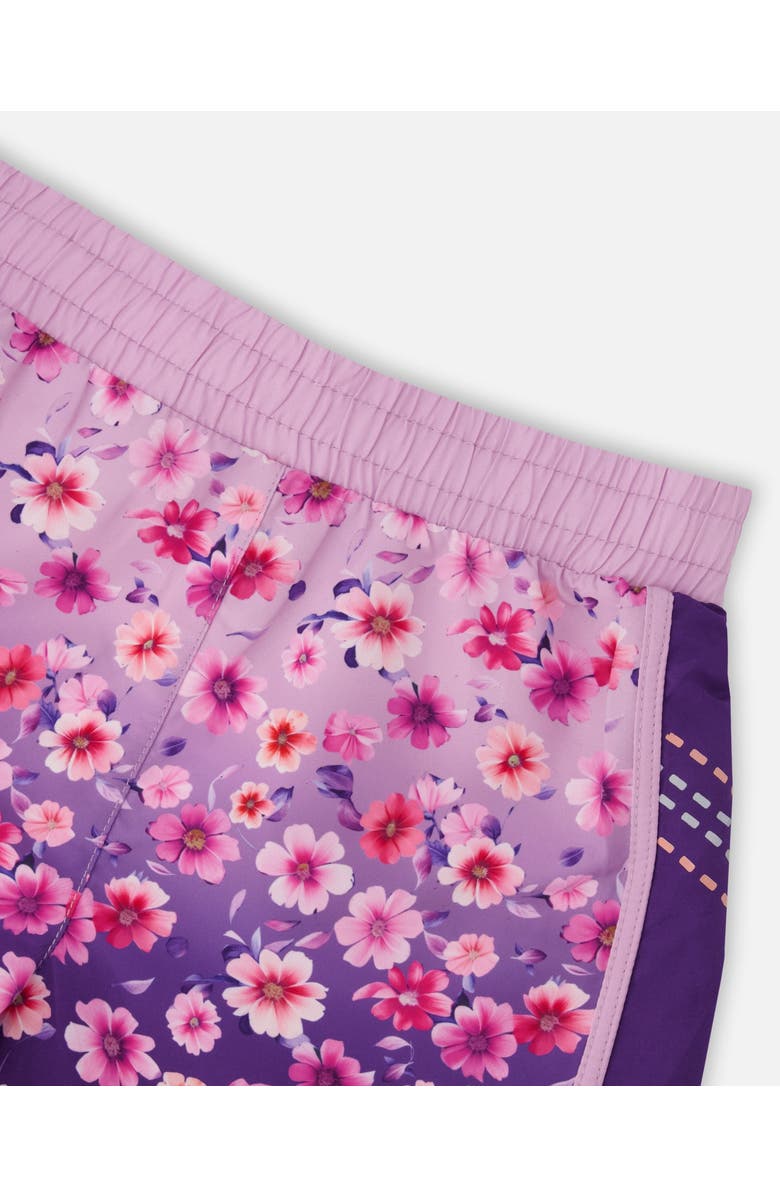 Deux par Deux Athletic Shorts in Floral Recycled Polyester, Alternate, color,