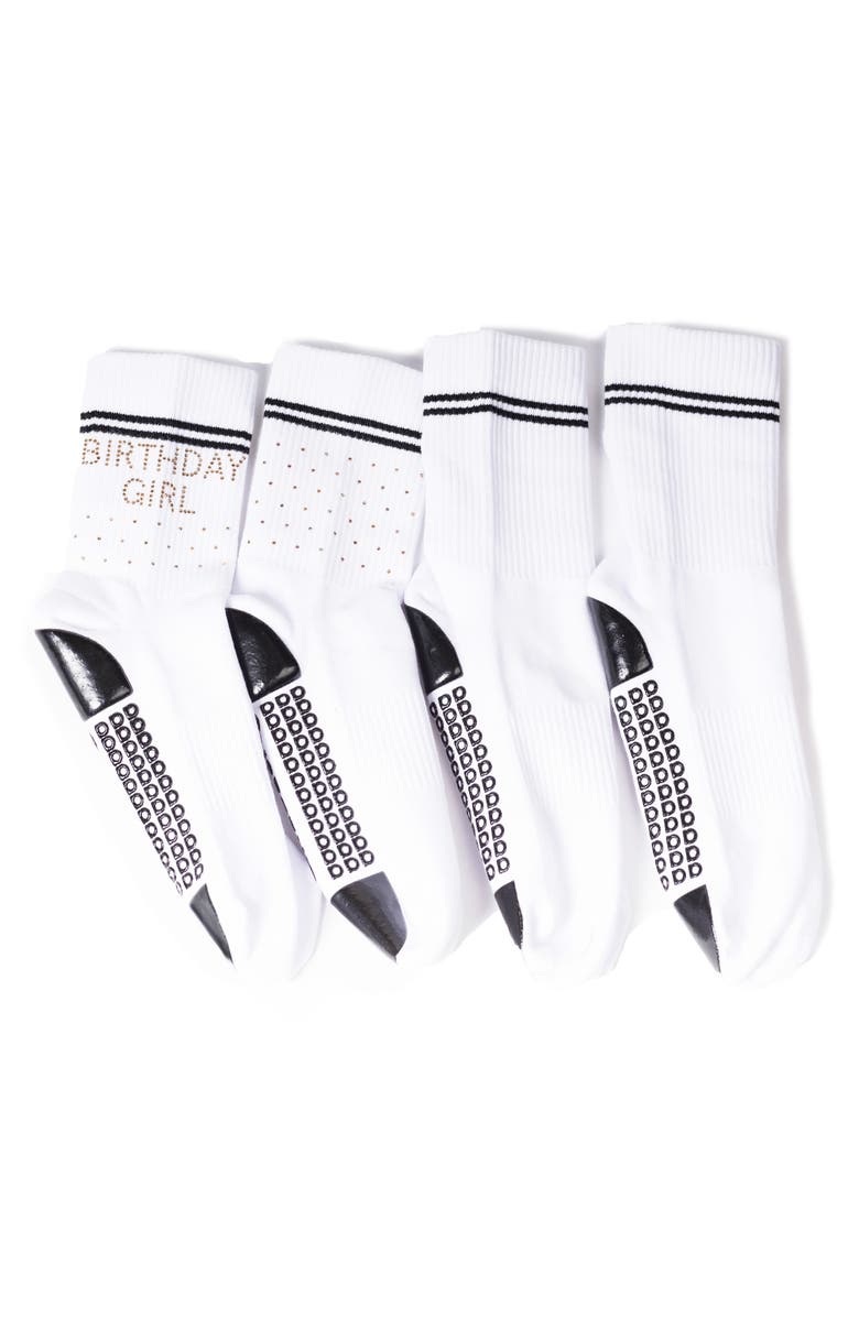 Arebesk Birthday Classic Assorted 2-Pack Gripper Quarter Socks, Main, color, White