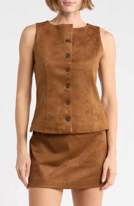 Faux Leather Boatneck Vest