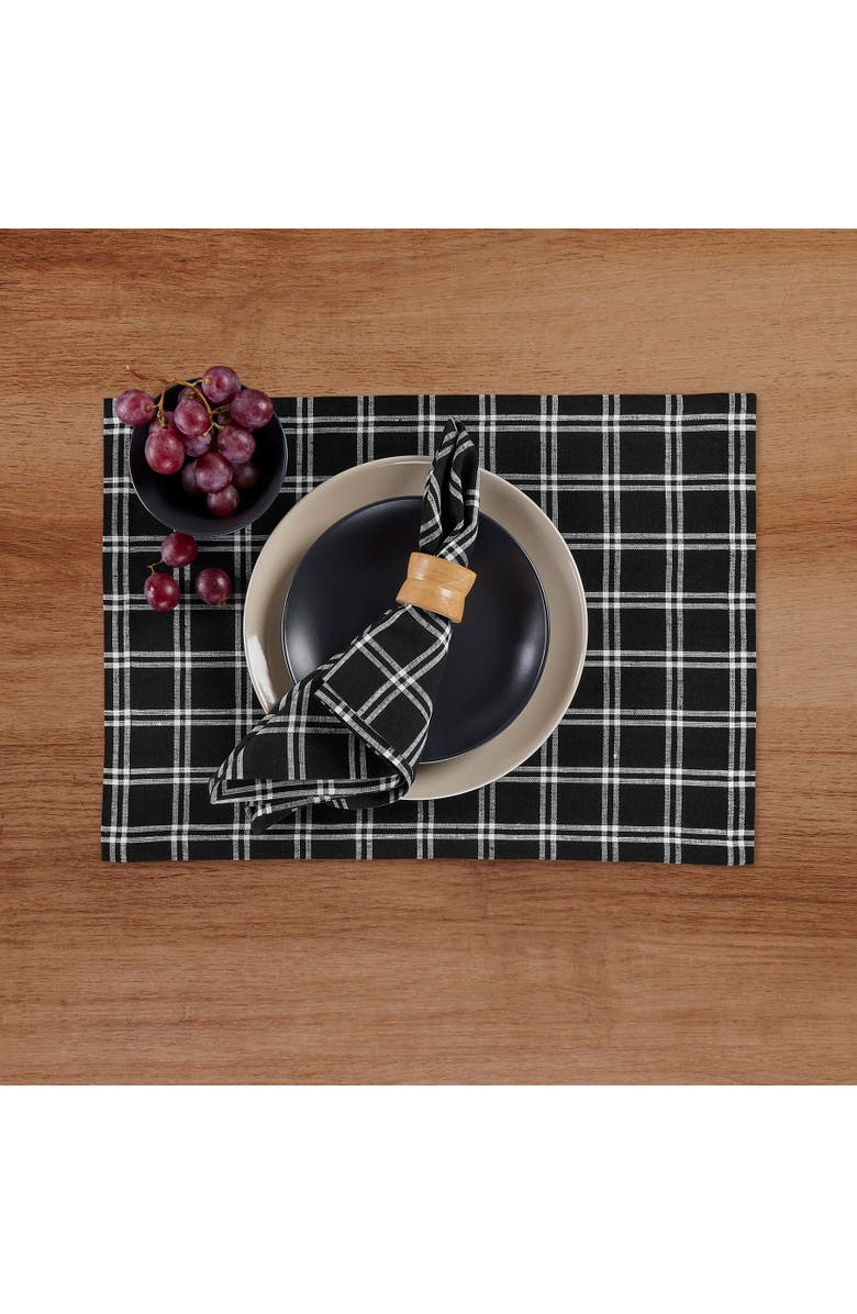 Solino Home Linen Placemats - Marseille Plaid, 14" x 19" Inch, Alternate, color, Black