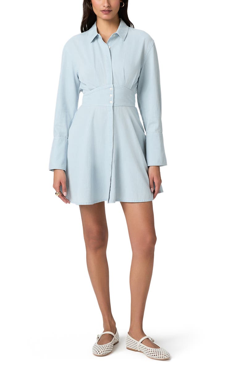 PAIGE Sandrine Long Sleeve Denim Minidress, Main, color, Angelic