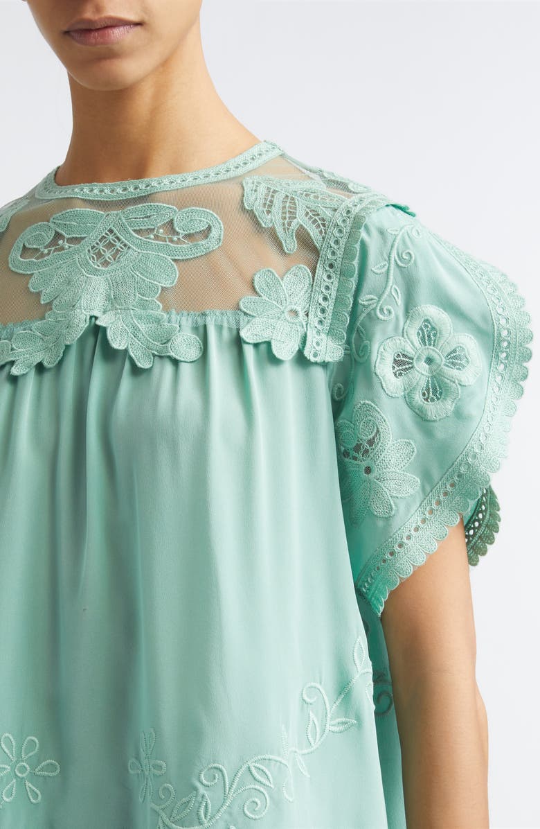 Ulla Johnson Alma Illusion Silk Top, Alternate, color, Arctic