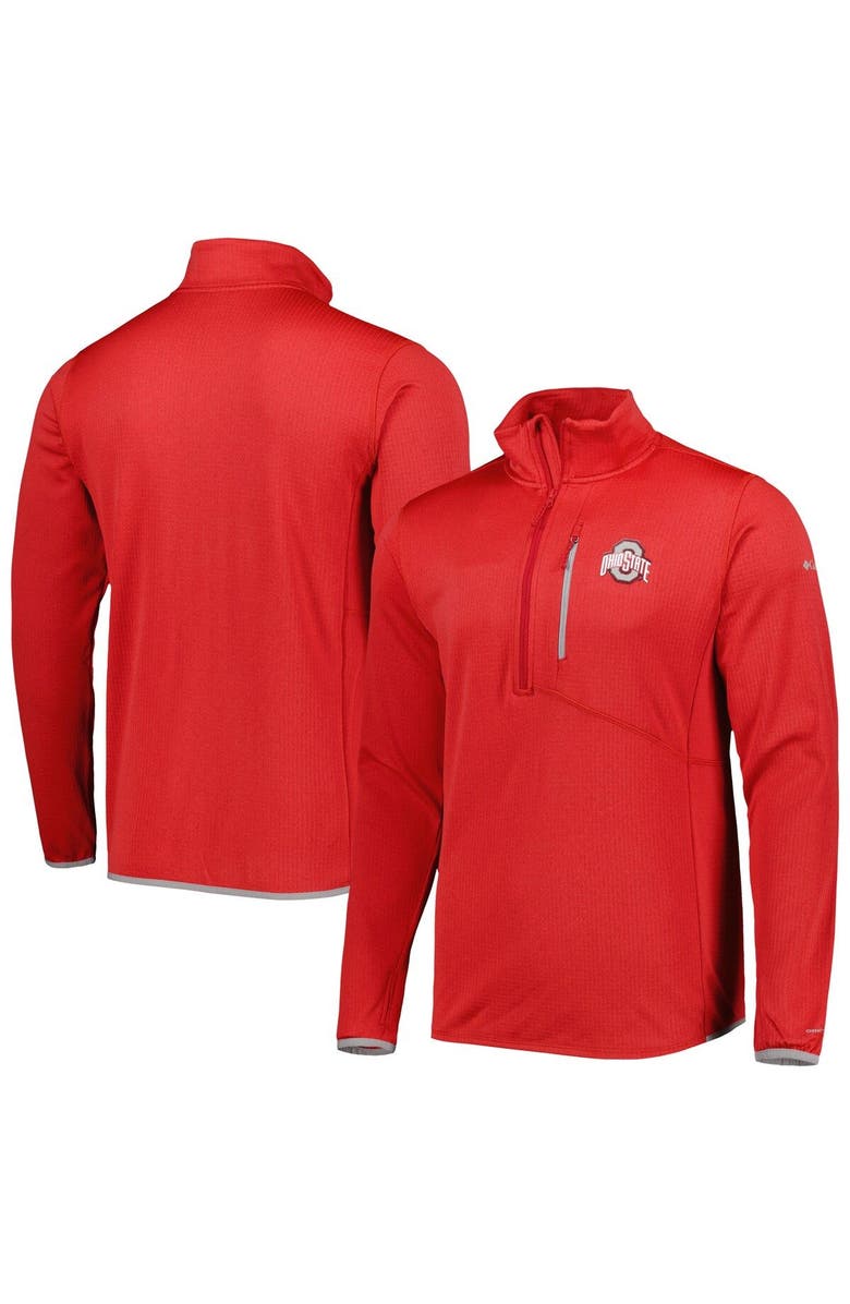 Columbia Men's Columbia Scarlet Ohio State Buckeyes Park View Omni-Wick Half-Zip Top, Main, color,