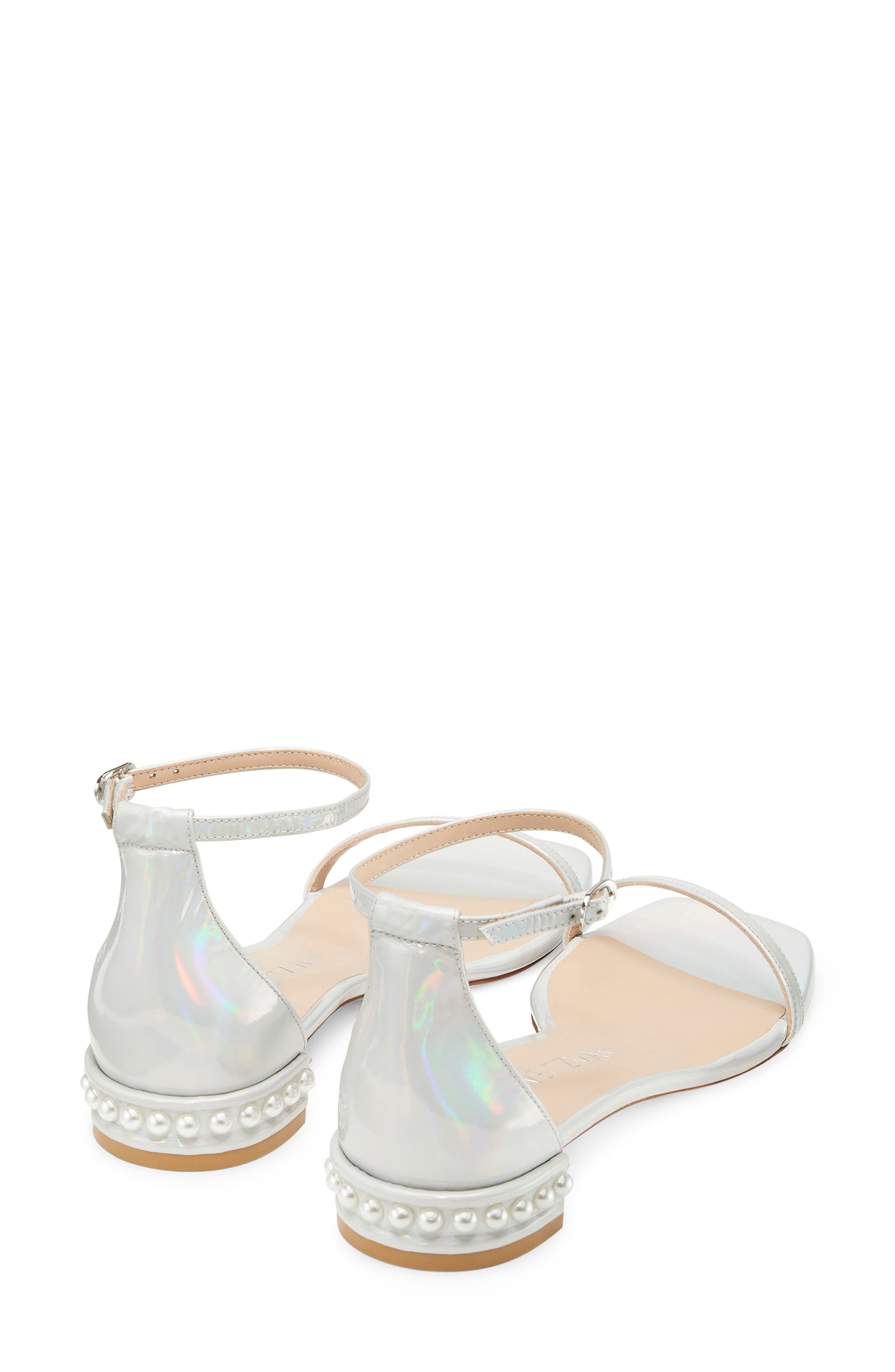 Nudistcurve Imitation Pearl Flat Sandal, Alternate, color, NACAR