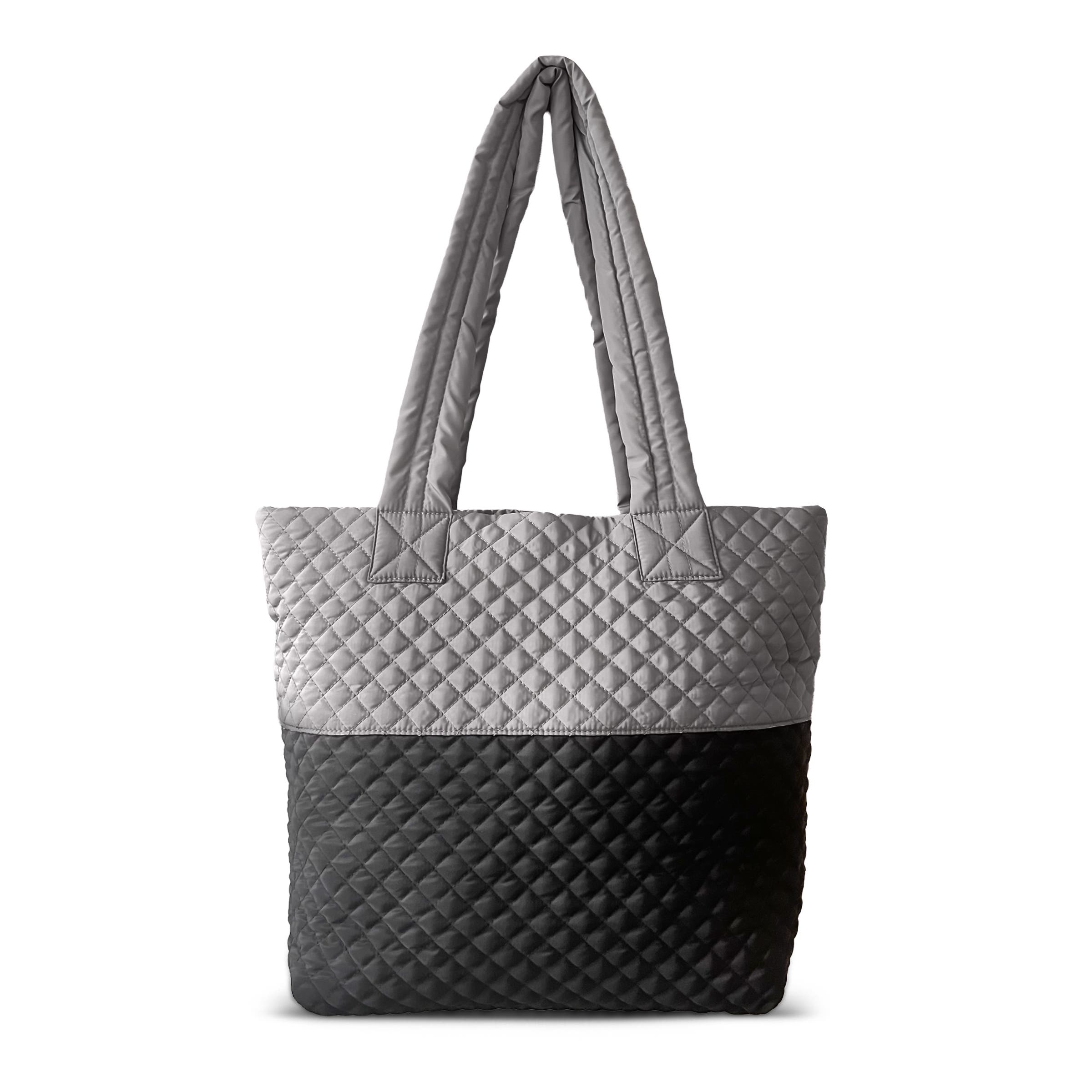 Youzey Newport Two-Tone Quilted Tote Bag, Main, color, Light Grey/Black