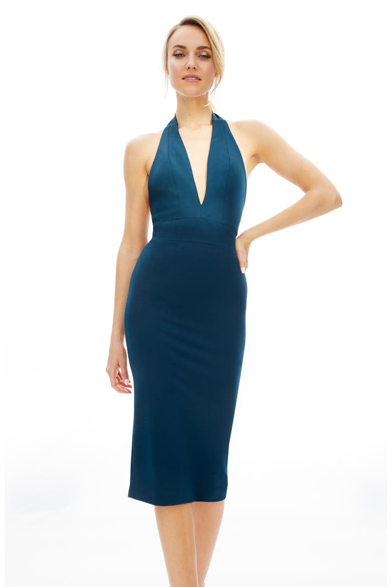 Vanessa Halter Body-Con Midi Dress, Alternate, color, PINE