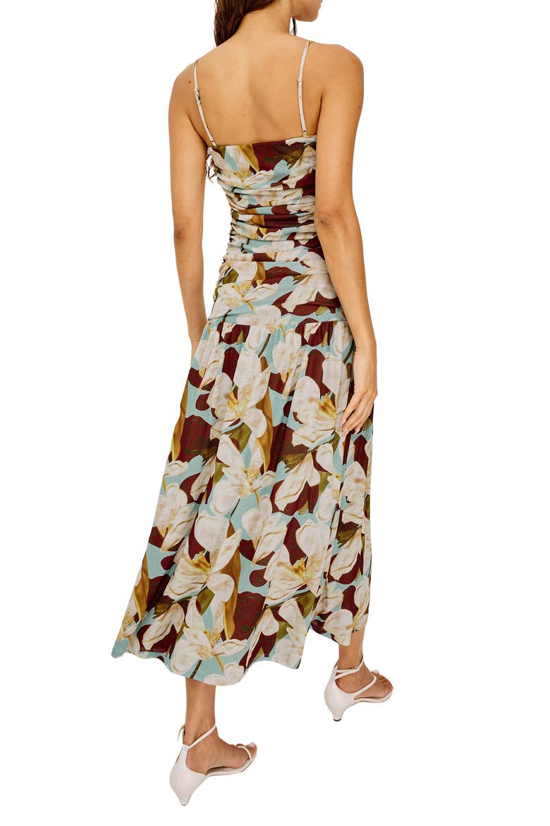 Dolly Floral Ruched Midi Dress, Alternate, color, PLUMERIA