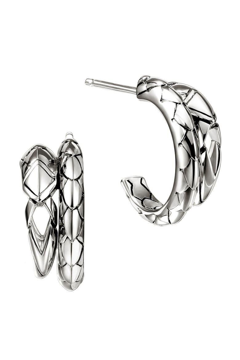 Naga Hoop Earrings, Sterling Silver, Main, color, SILVER
