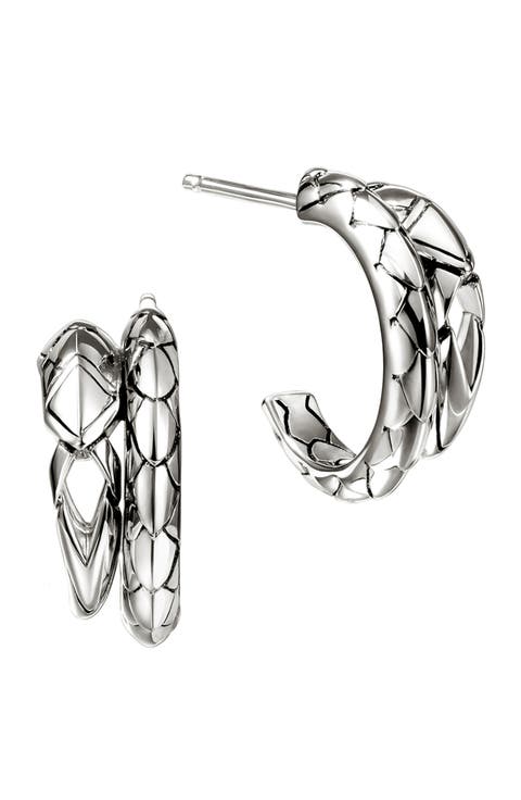 Naga Hoop Earrings, Sterling Silver