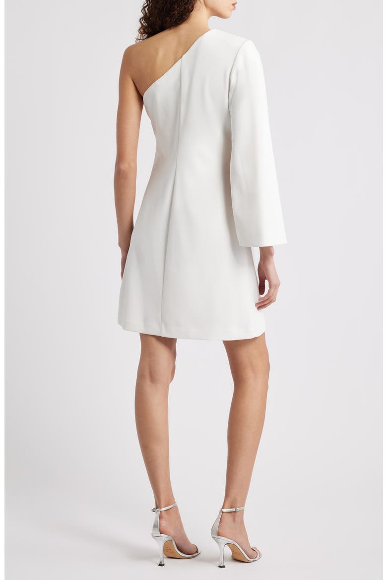 One-Shoulder Scuba Cocktail Dress, Alternate, color, IVORY