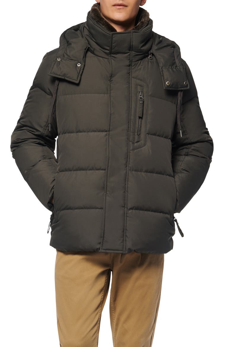Baltic Faux Fur Trim Down & Feather Fill Parka, Main, color, SMOKE