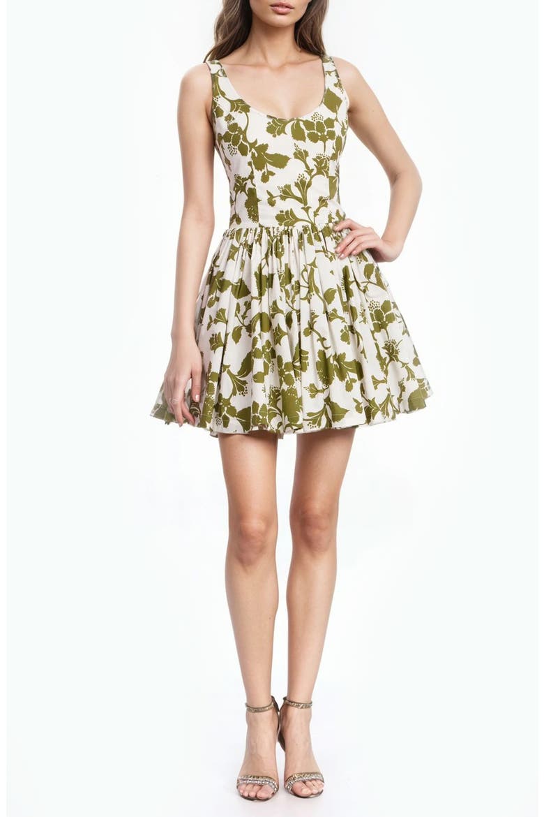 Floral Cotton Fit & Flare Minidress, Main, color, GREEN MULTI
