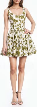Jewel Badgley Mischka Floral Cotton Fit & Flare Minidress