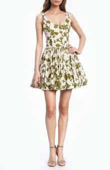 Jewel Badgley Mischka Floral Cotton Fit & Flare Minidress