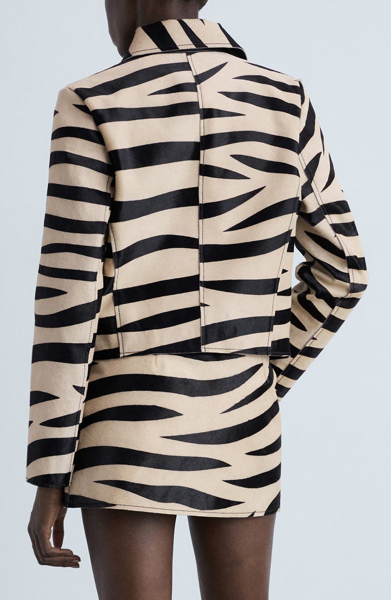 MANGO Zebra Print Leather Jacket, Alternate, color,