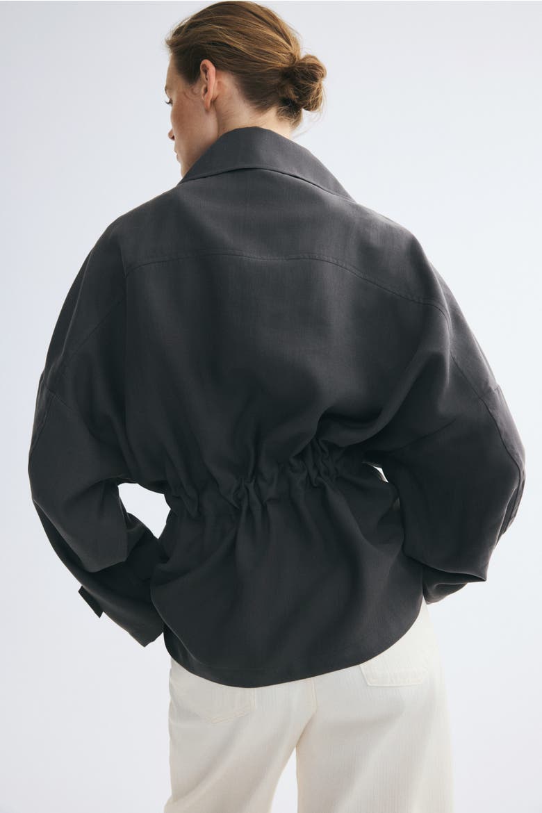 Short Lyocell-Blend Trench Coat, Alternate, color, Dark gray