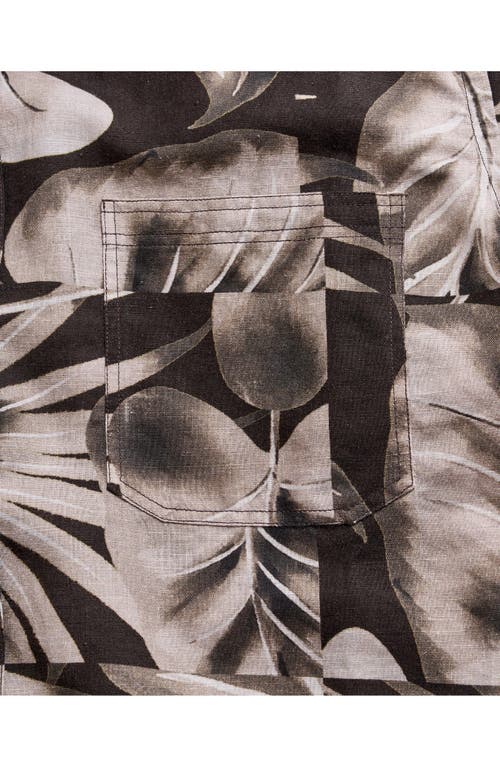 Billy Reid Tiled Leaf Print Short Sleeve Linen & Cotton Button-up Shirt In Multi