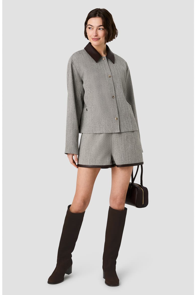 Herringbone Jacket with Contrast Collar, Alternate, color, SPECKLED HERRINGBONE