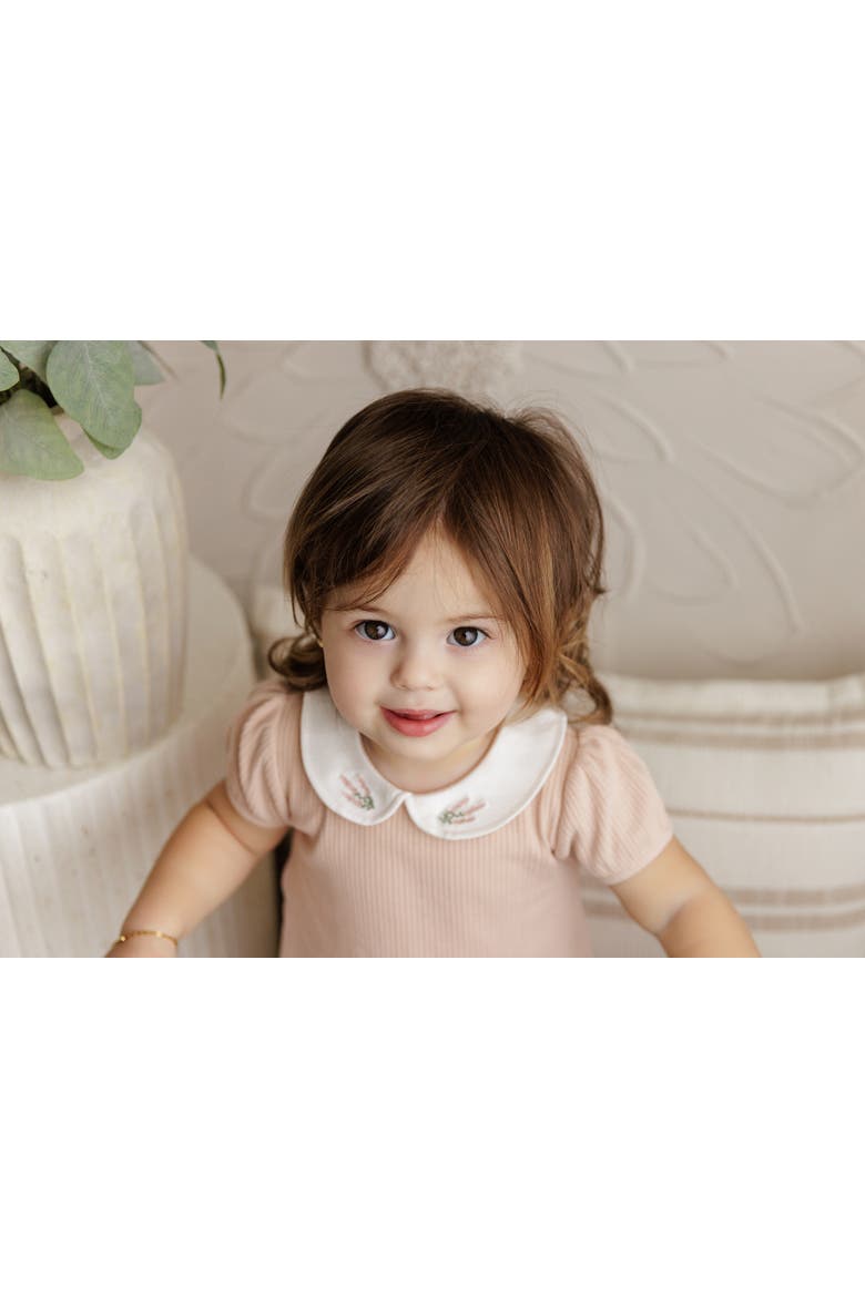 Organic Cotton Embroidered Collar Collection - Romper, Alternate, color, Pink Heather