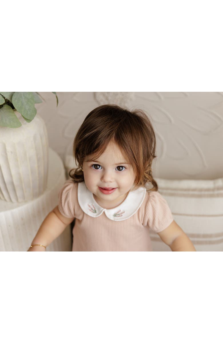 Ely's & Co. Organic Cotton Embroidered Collar Collection - Romper, Alternate, color, Pink Heather
