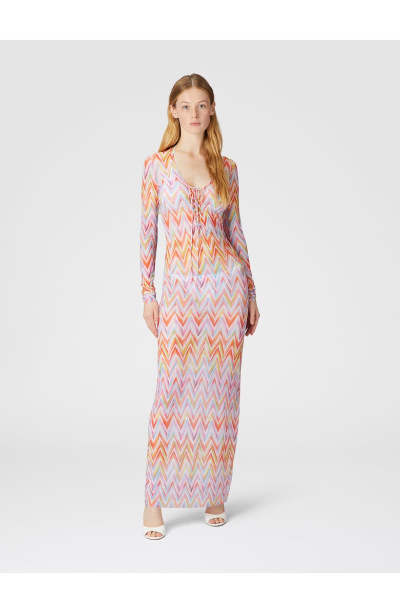 Missoni Fitted Long Cover-up In Printed Tulle, Alternate, color,