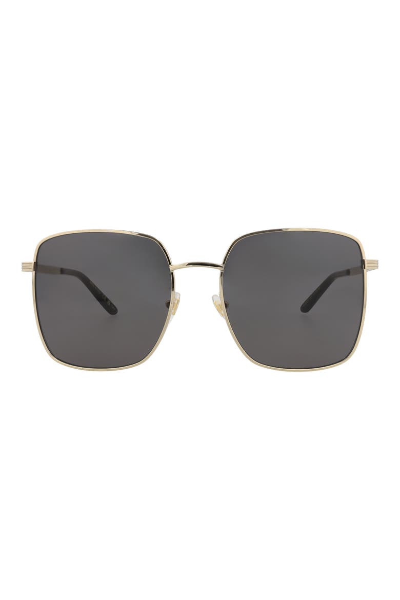 57mm Square Sunglasses, Main, color, GOLD GOLD GREY