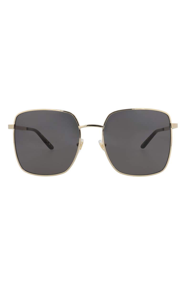 Gucci 57mm Square Sunglasses, Main, color, Gold Gold Grey