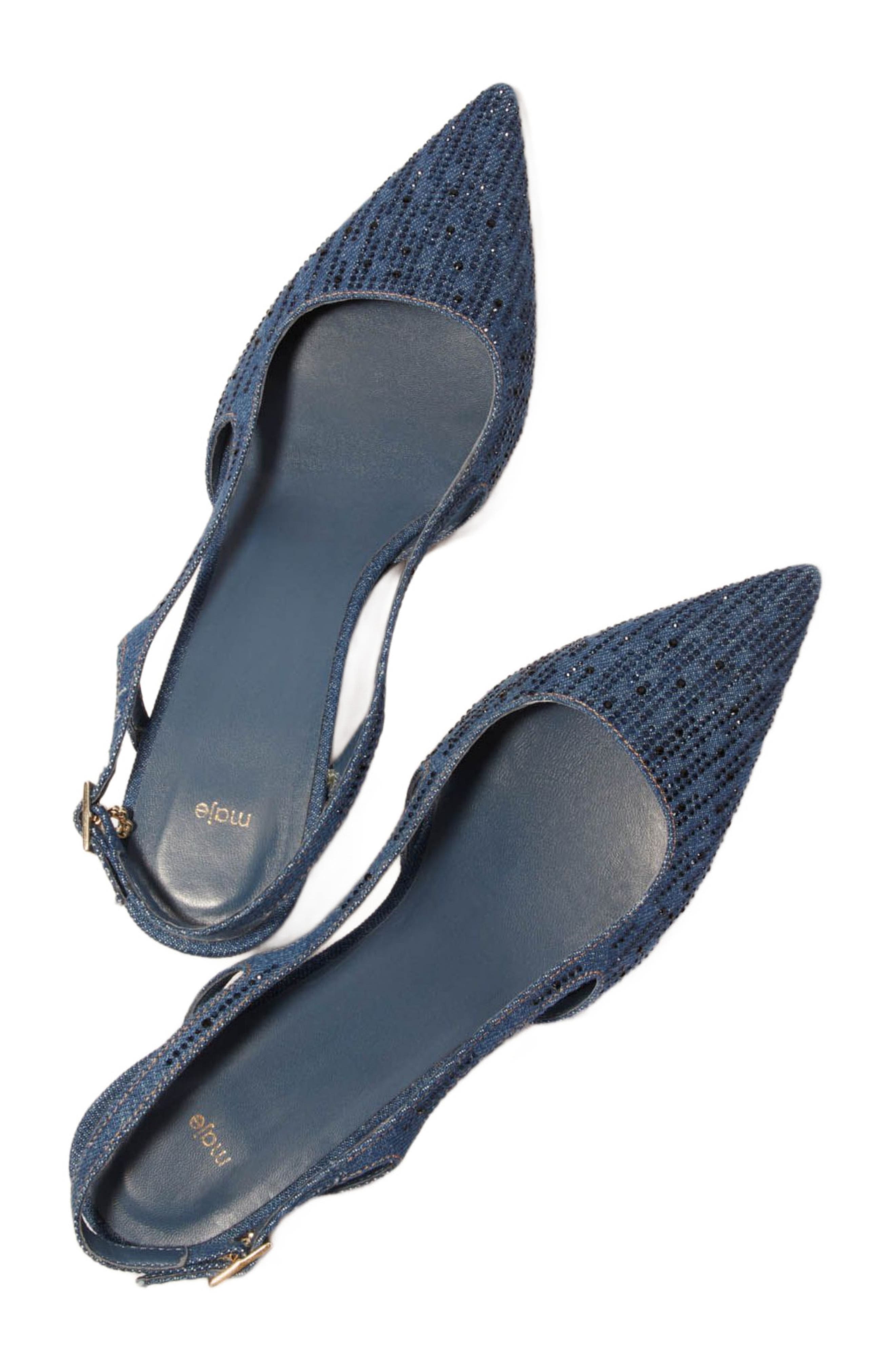 maje Slingback pump in rhinestone denim, Alternate, color, 
