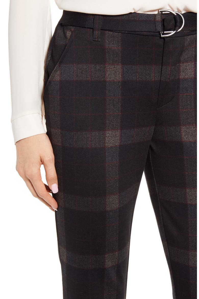 Ab-Solution Plaid High Waist Ankle Pants (Nordstrom Exclusive), Alternate, color, BKMU- BLACK MULTI