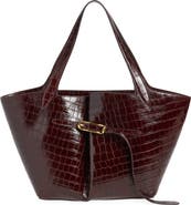 LIFFNER Belted Croc Embossed Leather Tote