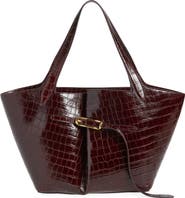 LIFFNER Belted Croc Embossed Leather Tote