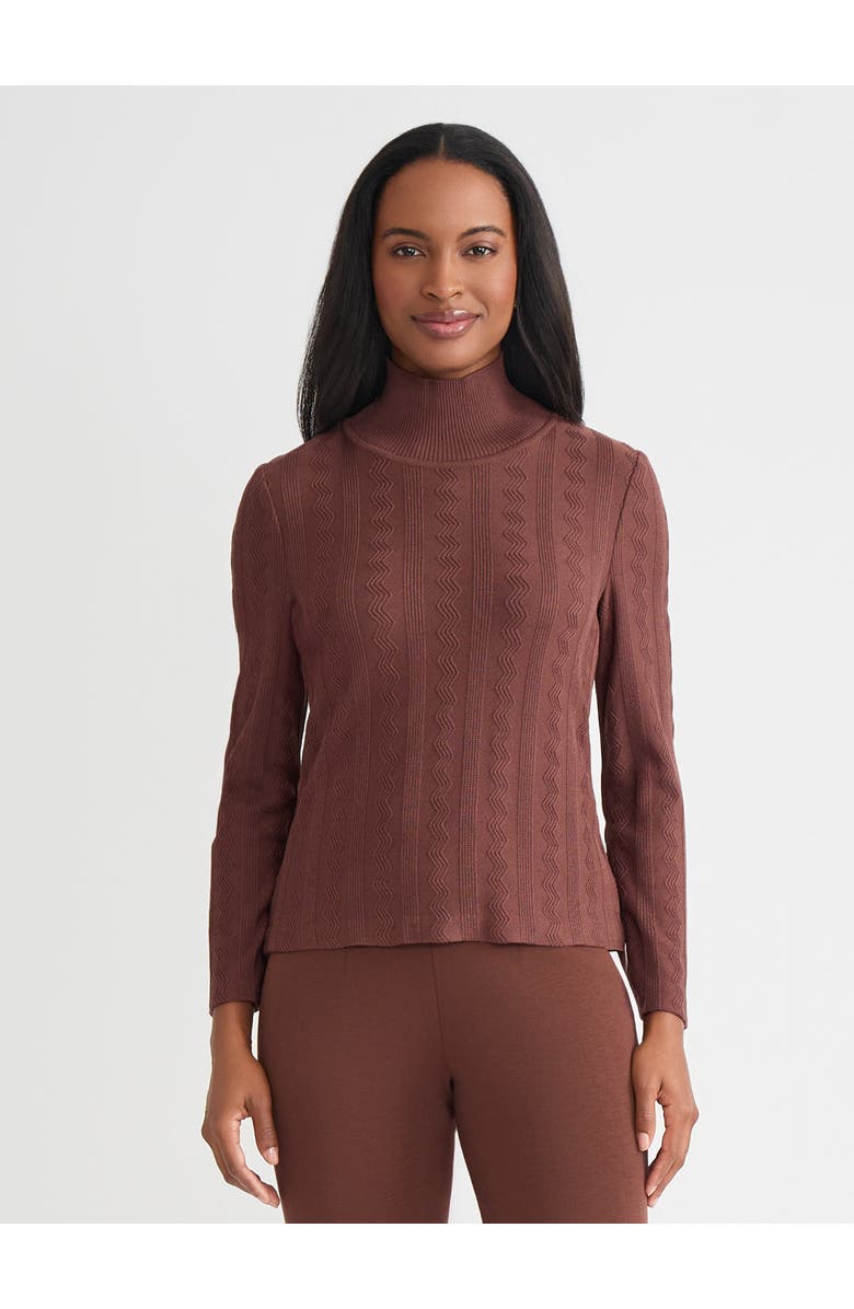 Misook Mock Neck Tonal Soft Knit Top, Main, color, Truffle