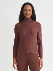 Misook Mock Neck Tonal Soft Knit Top