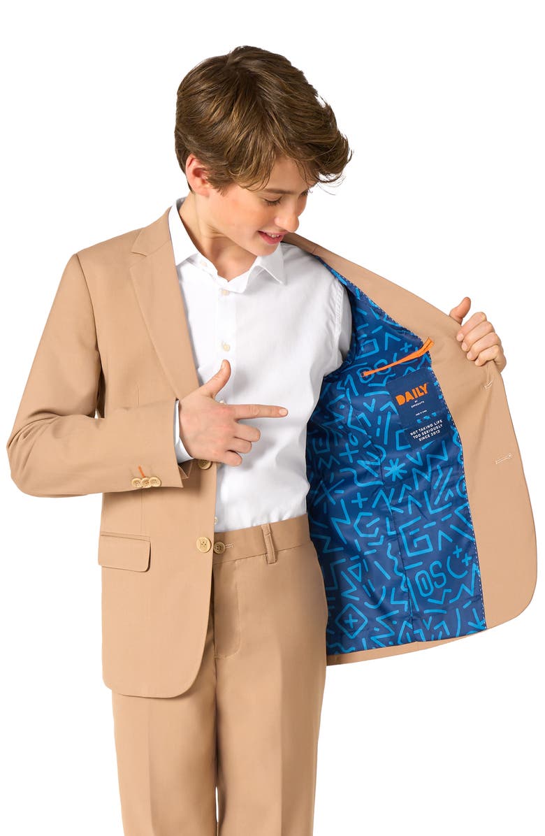 OppoSuits Kids' Daily Dark Sand Stretch Suit, Alternate, color, Beige