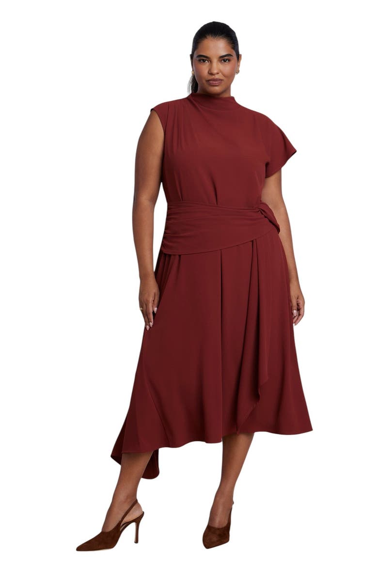 Draped Waist Maxi Dress (plus), Main, color, OXBLOOD RED