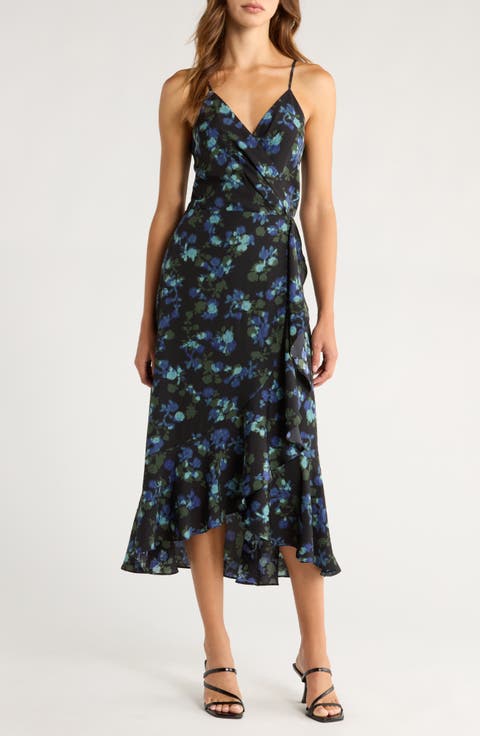 Faux Wrap Midi Dress