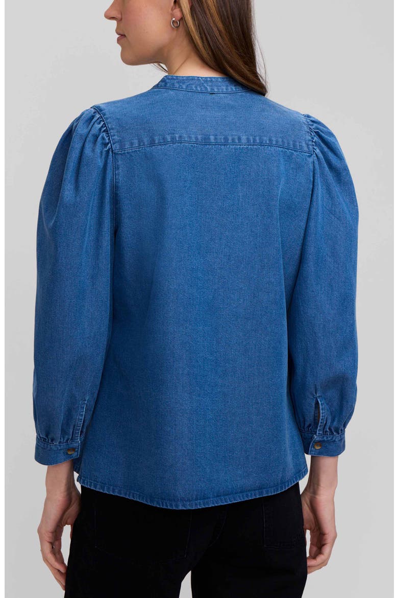 Helsa Puff Sleeve Denim Shirt, Alternate, color, MEDIUM WASH BLUE